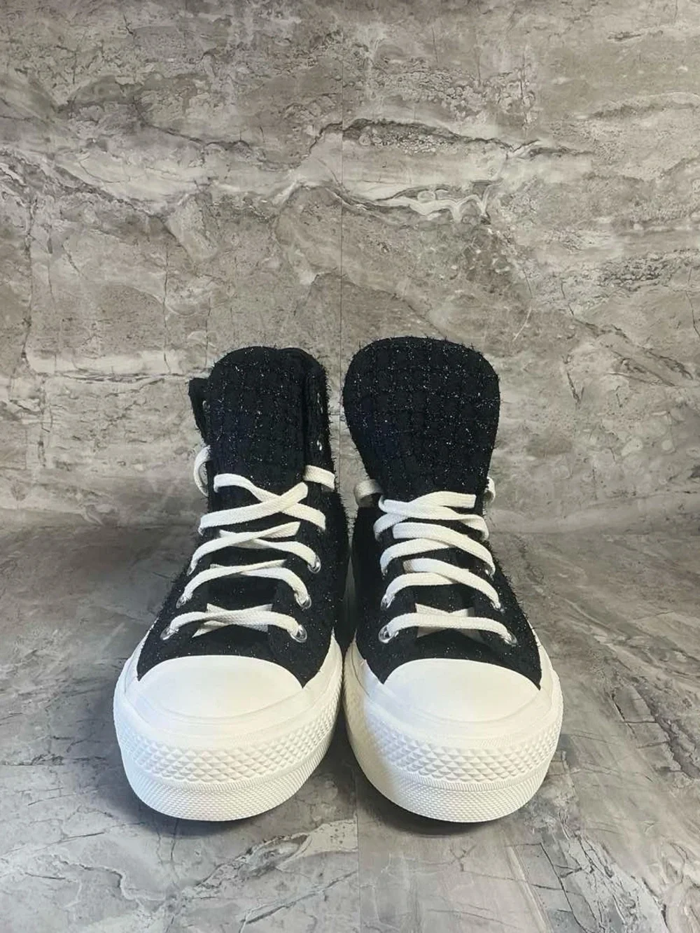 NEW Womens Converse Chuck Taylor All Star Lift Platform Tweed Shimmer Black